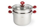 Oala pentru paste si capac, din otel inoxidabil si sticla, 6L, Ø24xH19,5 cm, Color Up Crom