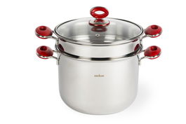 Oala pentru paste si capac, din otel inoxidabil si sticla, 6L, Ø24xH19,5 cm, Color Up Crom
