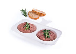 Forma pentru gatit hamburger si oua la microunde, din polipropilena, L18,5xl15xH2,5 cm, Quick Cook Alb