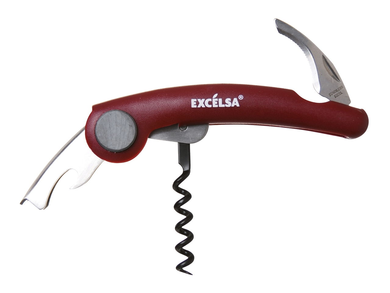 Tirbuson ospatar, din otel inoxidabil, L18xl8xH2 cm, Enoteque Waiter Rosu