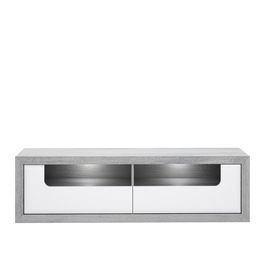 Comoda TV din pal, cu 2 sertare si LED inclus Torrin Stejar Ice Grey / Alb, l160,7xA41,7xH46,7 cm