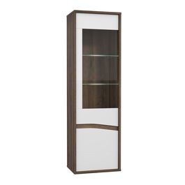 Vitrina din pal, cu 1 usa si LED inclus, Wafi Medium Stejar / Alb, l59,8xA42xH198,3 cm