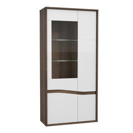 Vitrina din pal, cu 2 usi si LED inclus Wafi Big Stejar / Alb, l94,5xA42xH198,3 cm