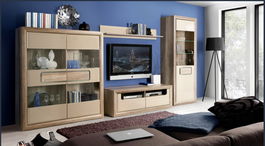 Set de mobila living din pal, 4 piese Tadita Stejar / Bej