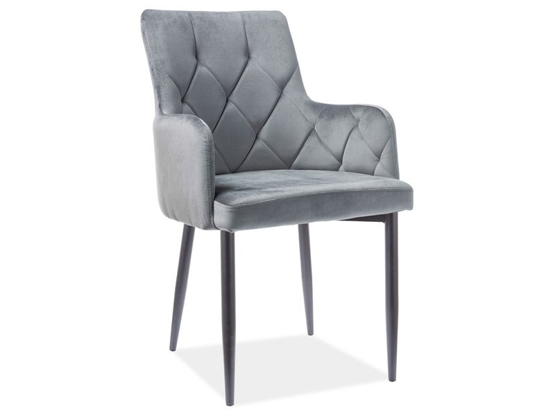 Scaun tapitat cu stofa si picioare metalice Richelle B Velvet Gri / Negru, l57xA55xH87 cm
