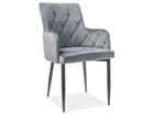 Scaun tapitat cu stofa si picioare metalice Richelle B Velvet Gri / Negru, l57xA55xH87 cm