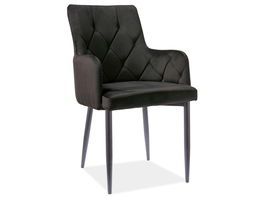 Scaun tapitat cu stofa si picioare metalice Richelle B Velvet Negru, l57xA55xH87 cm