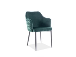 Scaun tapitat cu stofa si picioare metalice Astrelo Velvet Verde Inchis / Negru, l55xA54xH83 cm
