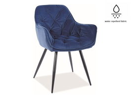 Scaun tapitat cu stofa si picioare metalice Clyde Matt Velvet Bleumarin / Negru, l57xA58xH87 cm