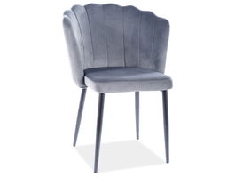 Scaun tapitat cu stofa si picioare metalice, Ryza Velvet Gri / Negru, l64xA55xH87 cm