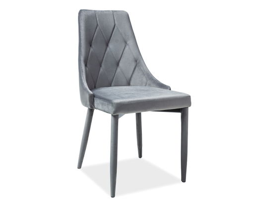 Scaun tapitat cu stofa si picioare metalice Trisha Velvet Gri, l49xA59xH89 cm