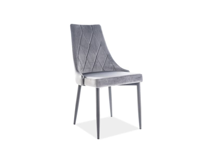 Scaun tapitat cu stofa si picioare metalice Trisha B Velvet Gri / Negru, l49xA59xH89 cm