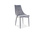 Scaun tapitat cu stofa si picioare metalice Trisha B Velvet Gri / Negru, l49xA59xH89 cm