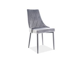 Scaun tapitat cu stofa si picioare metalice Trisha B Velvet Gri / Negru, l49xA59xH89 cm