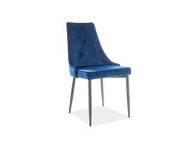 Scaun tapitat cu stofa si picioare metalice Trisha B Velvet Bleumarin / Negru, l49xA59xH89 cm