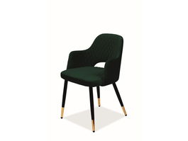 Scaun tapitat cu stofa si picioare metalice Frances Velvet Verde Inchis / Negru / Auriu, l54xA52xH80 cm