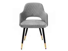 Scaun tapitat cu stofa si picioare metalice Frances Velvet Gri / Negru / Auriu, l54xA52xH80 cm