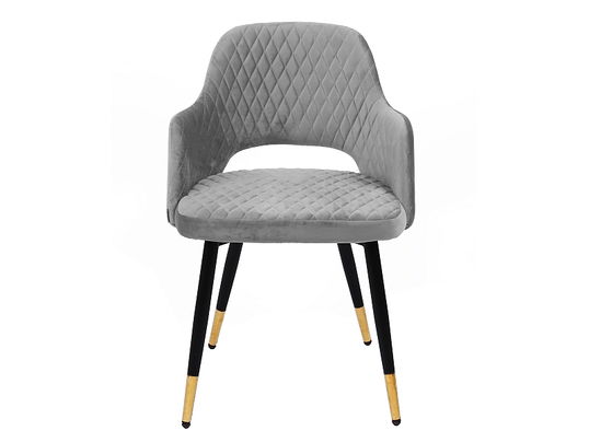 Scaun tapitat cu stofa si picioare metalice Frances Velvet Gri / Negru / Auriu, l54xA52xH80 cm
