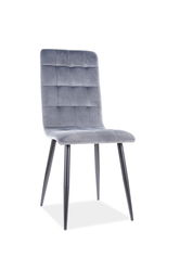 Scaun tapitat cu stofa si picioare metalice Otelis Velvet Gri / Negru, l43xA53xH93 cm