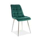 Scaun tapitat cu stofa si picioare metalice Chase Velvet Verde Inchis / Crom, l50xA58xH88 cm