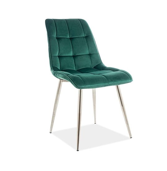Scaun tapitat cu stofa si picioare metalice Chase Velvet Verde Inchis / Crom, l50xA58xH88 cm