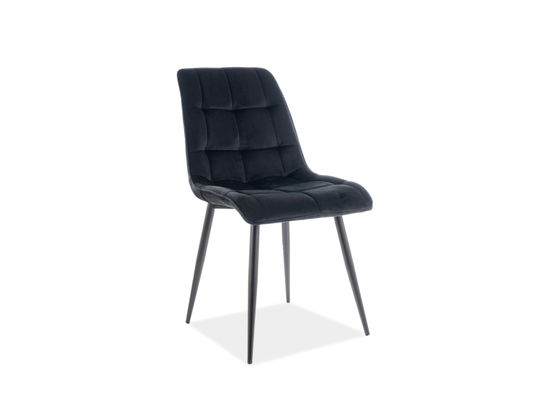 Scaun tapitat cu stofa si picioare metalice Chase Velvet Negru, l50xA58xH88 cm