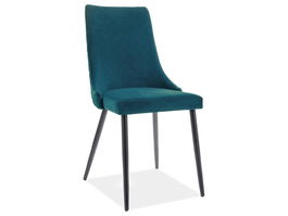 Scaun tapitat cu stofa, cu picioare metalice Pirro B Matt Velvet Turcoaz / Negru, l47xA59xH93 cm