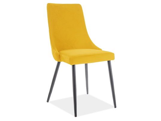 Scaun tapitat cu stofa, cu picioare metalice Pirro B Matt Velvet Galben / Negru, l47xA59xH93 cm