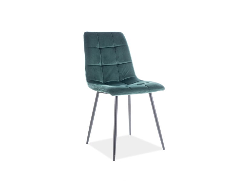 Scaun tapitat cu stofa si picioare metalice Miley Velvet Verde Inchis / Negru, l45xA53xH86 cm