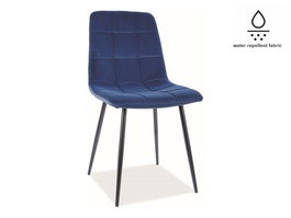 Scaun tapitat cu stofa si picioare metalice Miley Matt Velvet Bleumarin / Negru, l45xA53xH86 cm