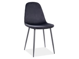 Scaun tapitat cu stofa, cu picioare metalice Franky Velvet Negru, l43xA51xH89 cm