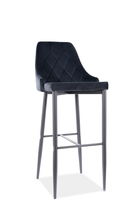 Scaun de bar tapitat cu stofa si picioare metalice Trisha B H-1 Velvet Negru, l45xA42xH109 cm