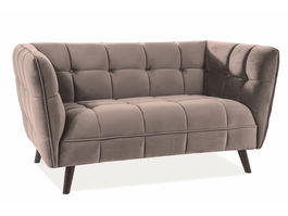 Canapea fixa tapitata cu stofa, 2 locuri Castielli 2 Velvet Bej / Wenge, l145xA85xH78 cm