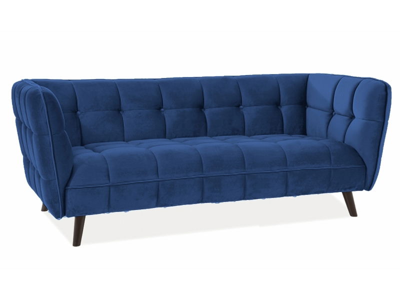 Canapea fixa tapitata cu stofa, 3 locuri Castielli 3 Velvet Bleumarin / Wenge, l200xA85xH78 cm