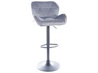 Scaun de bar tapitat cu stofa si picior metalic Cali-122 Velvet Gri / Negru, l51xA36xH86-108 cm
