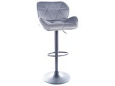 Scaun de bar tapitat cu stofa si picior metalic Cali-122 Velvet Gri / Negru, l51xA36xH86-108 cm