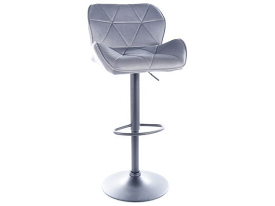 Scaun de bar tapitat cu stofa si picior metalic Cali-122 Velvet Gri / Negru, l51xA36xH86-108 cm