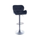 Scaun de bar tapitat cu stofa si picior metalic Cali-122 Velvet Negru, l51xA36xH86-108 cm