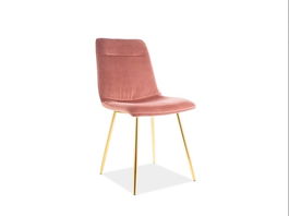 Scaun tapitat cu stofa, cu picioare metalice Ervin Velvet Roz / Auriu, l46xA56xH87 cm