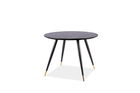 Masa rotunda din MDF, sticla si metal, Cynder II Negru / Auriu, Ø100xH76 cm