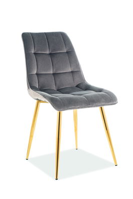 Scaun tapitat cu stofa, cu picioare metalice Chase Velvet Gri / Auriu, l50xA58xH88 cm