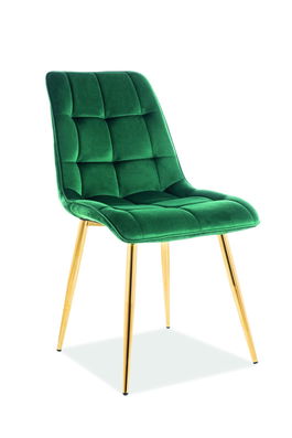 Scaun tapitat cu stofa, cu picioare metalice Chase Velvet Verde Inchis / Auriu, l50xA58xH88 cm