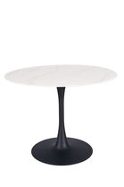 Masa rotunda din sticla si metal, Ontarinio Alb / Negru, Ø100xH76 cm
