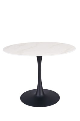 Masa rotunda din sticla si metal, Ontarinio Alb / Negru, Ø100xH76 cm