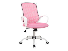 Scaun de birou ergonomic tapitat cu stofa, Daxton Roz / Alb, l51xA45xH95-105 cm