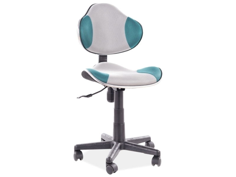 Scaun de birou pentru copii, tapitat cu stofa Qwin-G2 Turcoaz / Gri, l48xA41xH80-92 cm