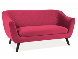 Canapea fixa tapitata cu stofa, 2 locuri Mondal 2 Velvet Bordeaux / Wenge, l160xA85xH83 cm