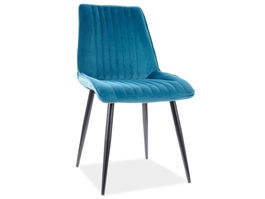 Scaun tapitat cu stofa si picioare metalice, Kimberly Velvet Turcoaz / Negru, l47xA60xH88 cm