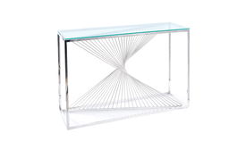 Consola din sticla si metal Folker C Transparent / Crom, l120xA40xH78 cm
