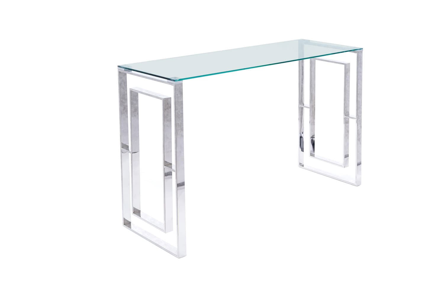 Consola din sticla si metal Alucia C Transparent / Crom, l120xA40xH78 cm
